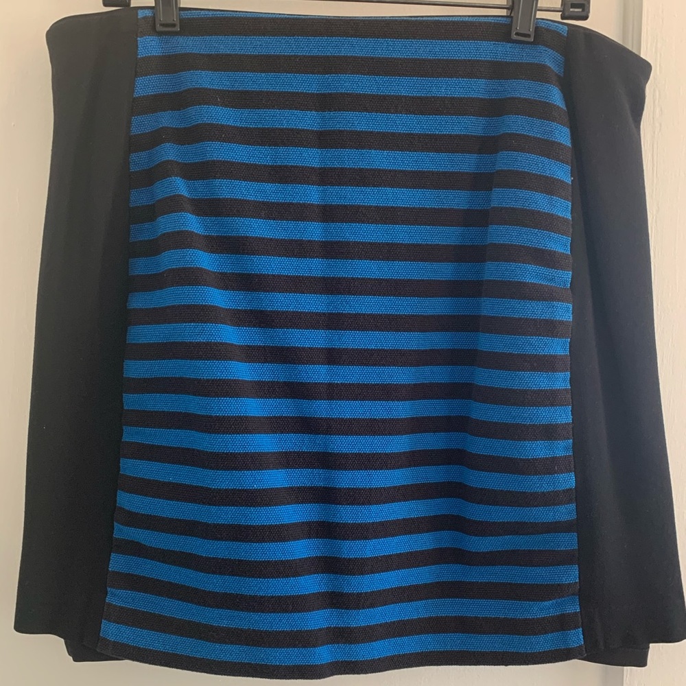 Ann Taylor | Blue and Black Striped Mini Skirt